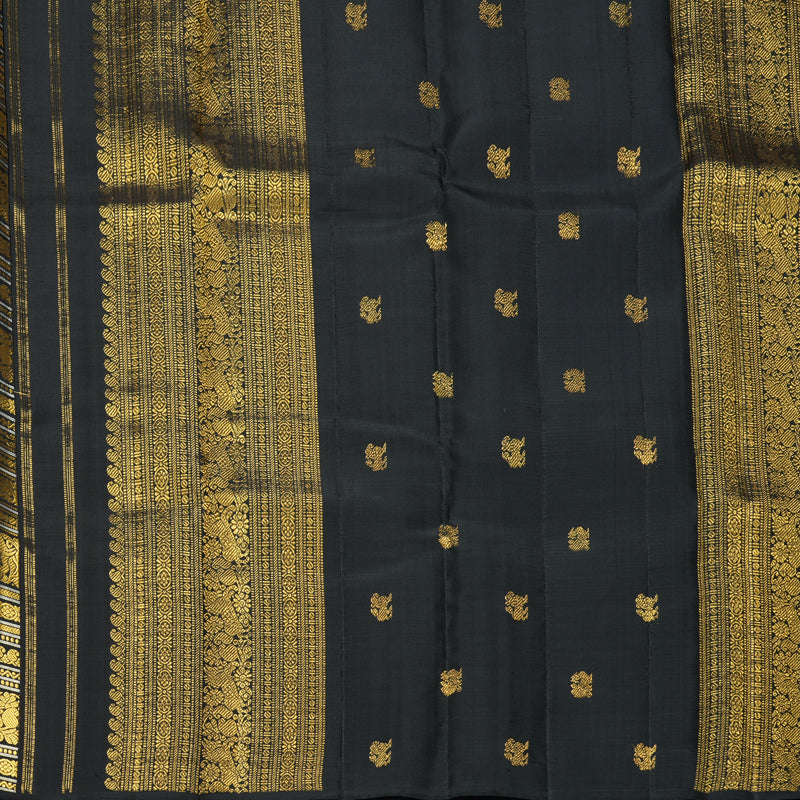 Hayagrivas Handloom Black Kanjivaram Silk Saree KBF490F1-1