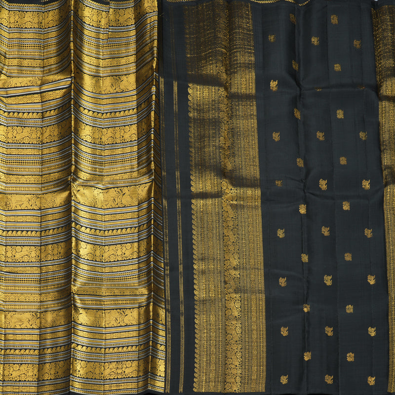 Hayagrivas Handloom Black Kanjivaram Silk Saree KBF490F1-1