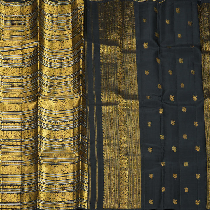 Hayagrivas Handloom Black Kanjivaram Silk Saree KBF490F1-1