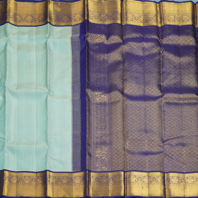 Hayagrivas Handloom Powder Blue Kanjivaram Silk Saree with Dark Blue Border KBF491F2-1