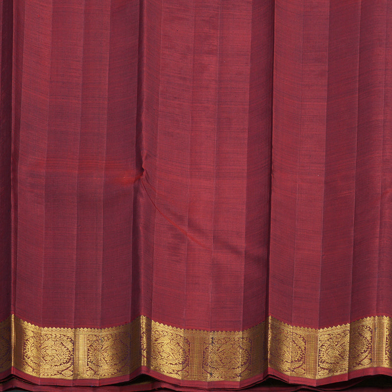 Hayagrivas Handloom Peacock Teal Kanjivaram Silk Saree with Deep Red Border KBF491F4-1