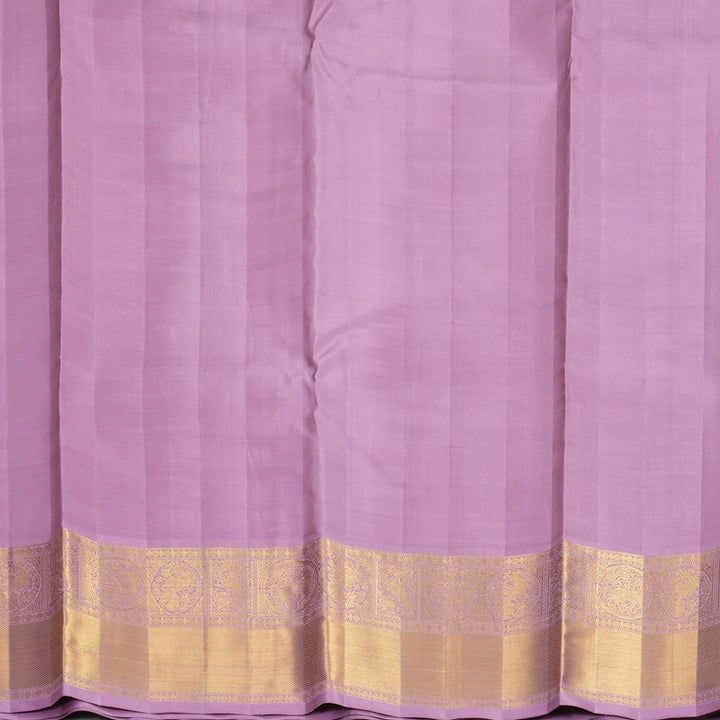 Hayagrivas Handloom Peach Pink Kanjivaram Silk Saree with Lavender Border KBF491F5-1