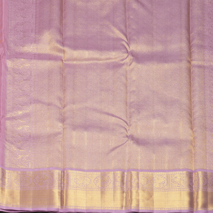 Hayagrivas Handloom Peach Pink Kanjivaram Silk Saree with Lavender Border KBF491F5-1