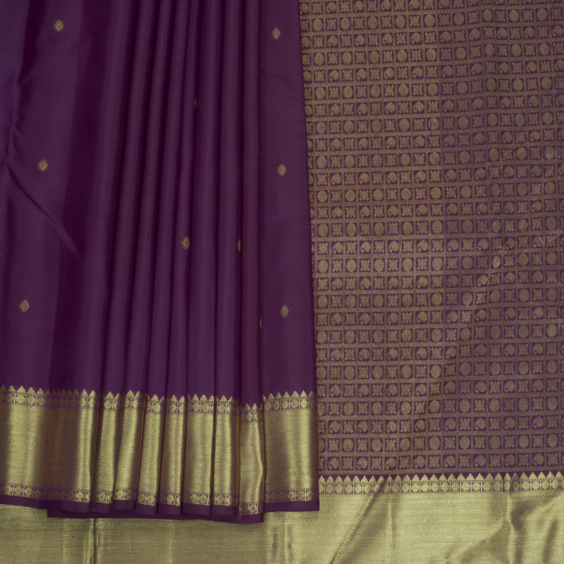 Hayagrivas Handloom Purple Kanjivaram Silk Saree KBF492F1-3