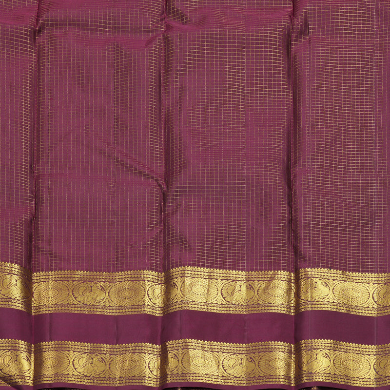 Hayagrivas Handloom Rust Orange Kanjivaram Silk Saree with Plum Purple Border KBF492F4-3