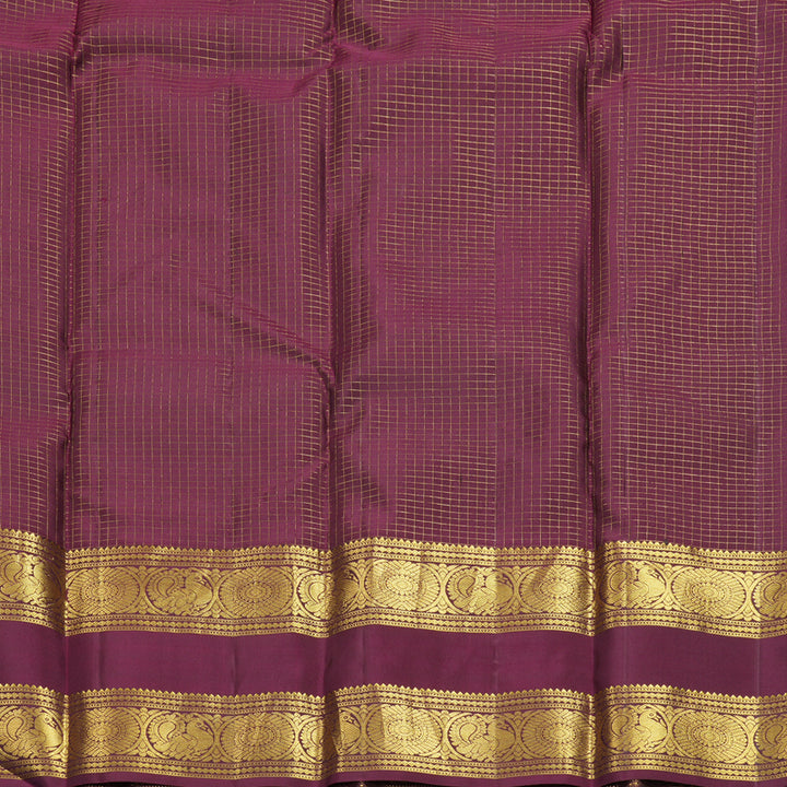 Hayagrivas Handloom Rust Orange Kanjivaram Silk Saree with Plum Purple Border KBF492F4-3