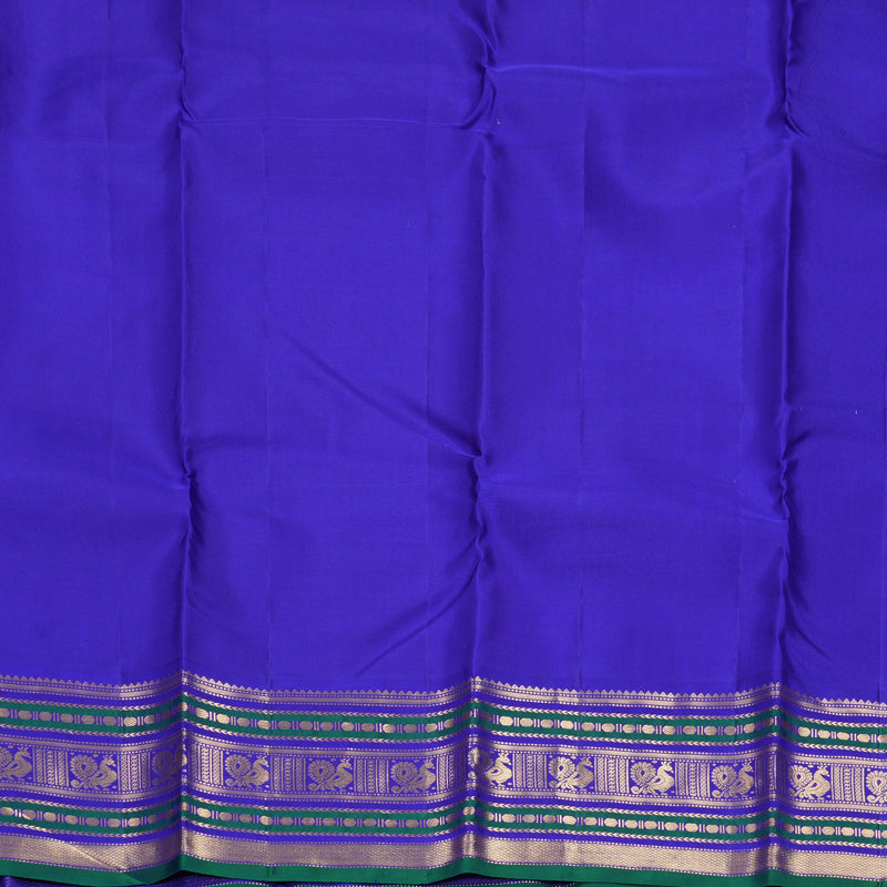 Hayagrivas Handloom Red Kanjivaram Silk Saree with Purplish-Blue Border KBF492F5-3