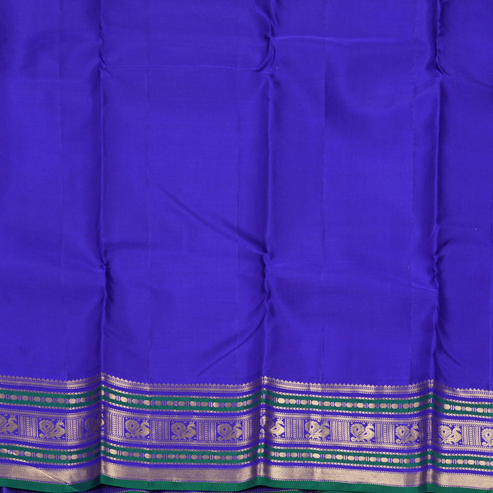 Hayagrivas Handloom Red Kanjivaram Silk Saree with Purplish-Blue Border KBF492F5-3