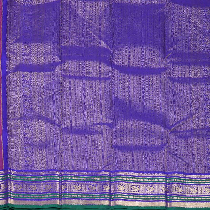 Hayagrivas Handloom Red Kanjivaram Silk Saree with Purplish-Blue Border KBF492F5-3