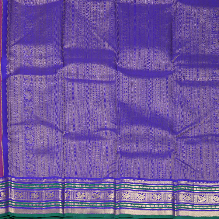 Hayagrivas Handloom Red Kanjivaram Silk Saree with Purplish-Blue Border KBF492F5-3
