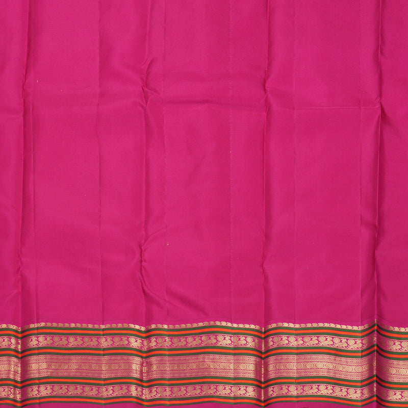 Hayagrivas Handloom Yellow Kanjivaram Silk Saree with Pink Border KBF492F5-5