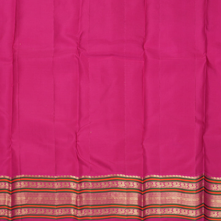 Hayagrivas Handloom Yellow Kanjivaram Silk Saree with Pink Border KBF492F5-5