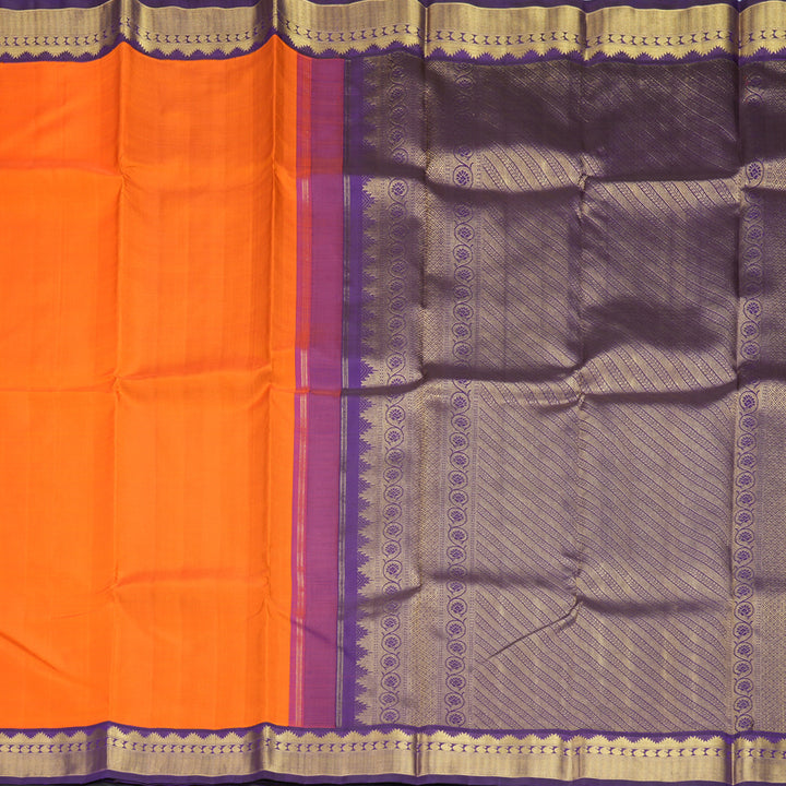 Hayagrivas Handloom Fanta Orange Kanjivaram Silk Saree with Purple Border KBF493F1-1