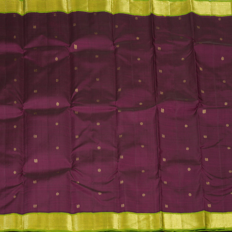 Hayagrivas Handloom Purple Kanjivaram Silk Saree with Parrot Green Border KBF493F2-1