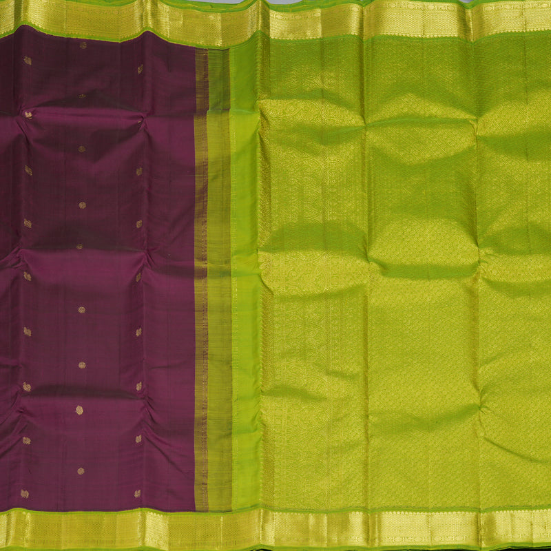 Hayagrivas Handloom Purple Kanjivaram Silk Saree with Parrot Green Border KBF493F2-1
