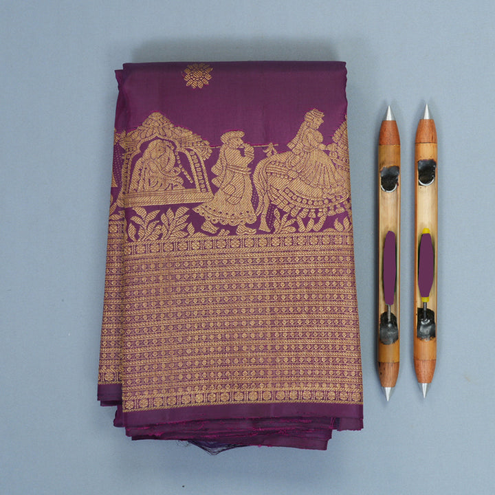 Hayagrivas Handloom Purple Kanjivaram Silk Saree KBF493F4-1