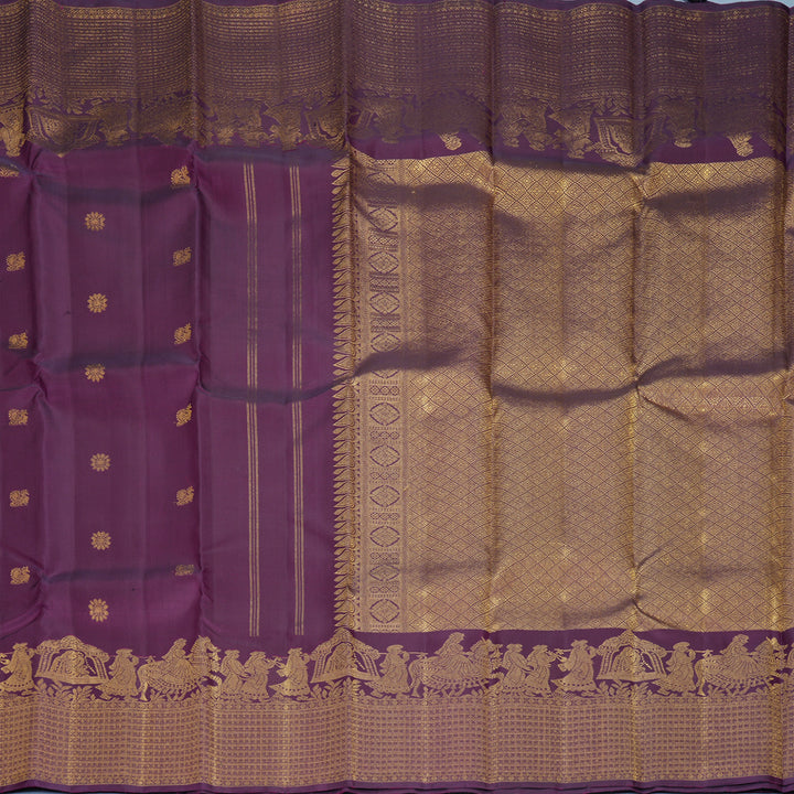 Hayagrivas Handloom Purple Kanjivaram Silk Saree KBF493F4-1