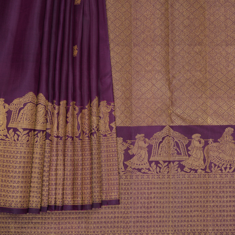 Hayagrivas Handloom Purple Kanjivaram Silk Saree KBF493F4-1