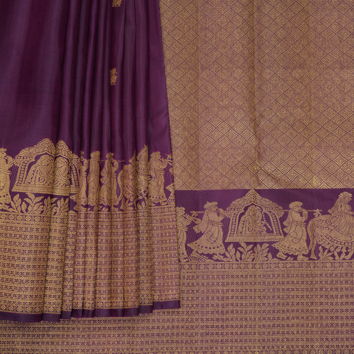 Hayagrivas Handloom Purple Kanjivaram Silk Saree KBF493F4-1