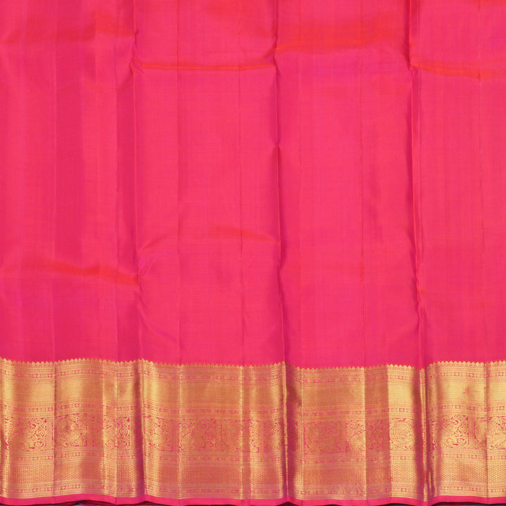 Hayagrivas Handloom Yellow Kanjivaram Silk Saree with Pink Border KBF495F1-1