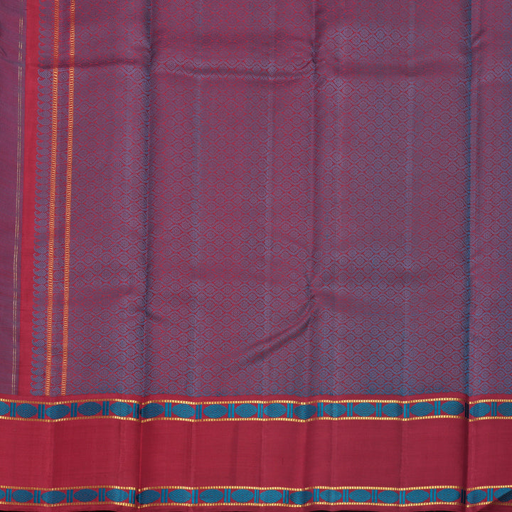 Hayagrivas Handloom Rama Green Kanjivaram Silk Saree with Maroon Border KBF495F2-1
