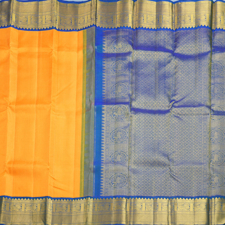 Hayagrivas Handloom Mambazham Orange Kanjivaram Silk Saree with Mayilkazhuthu Border KBF495F3-2