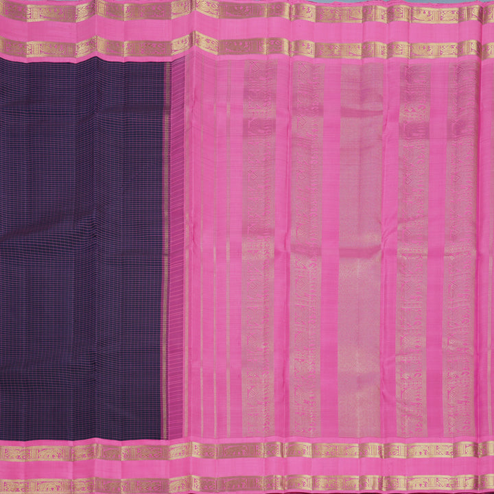 Hayagrivas Handloom Karum Neelam Kanjivaram Silk Saree with Fuchsia Pink Border KBF496F3-1