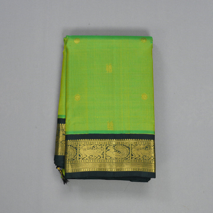 Hayagrivas Handloom Parrot Green Kanjivaram Silk Saree with Karum Pachai Border KBF497F10-2