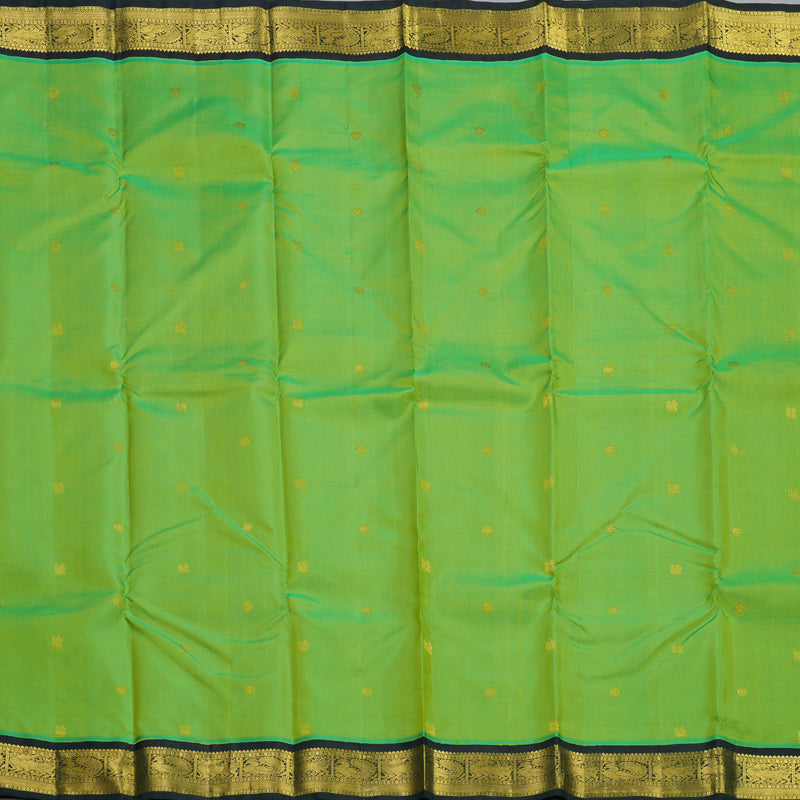 Hayagrivas Handloom Parrot Green Kanjivaram Silk Saree with Karum Pachai Border KBF497F10-2