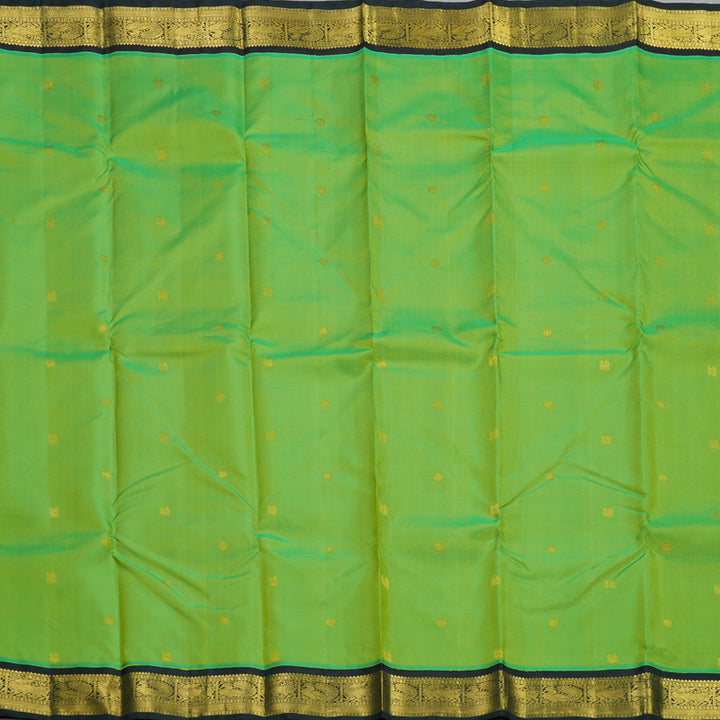 Hayagrivas Handloom Parrot Green Kanjivaram Silk Saree with Karum Pachai Border KBF497F10-2