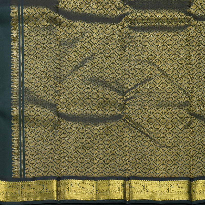 Hayagrivas Handloom Parrot Green Kanjivaram Silk Saree with Karum Pachai Border KBF497F10-2