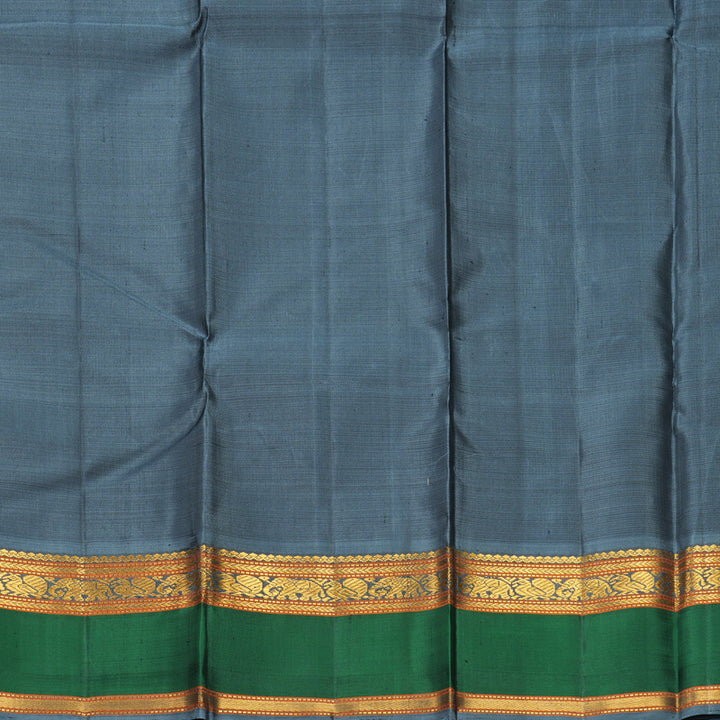 Hayagrivas Handloom Black &amp; White (Kasa Kasa Kattam) Kanjivaram Silk Saree with Bottle Green Border KBF497F12-1
