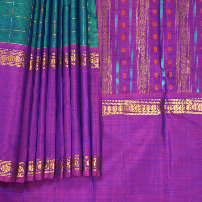 Hayagrivas Handloom Mayilkazhuthu Kanjivaram Silk Saree with Purple Border KBF497F6-1