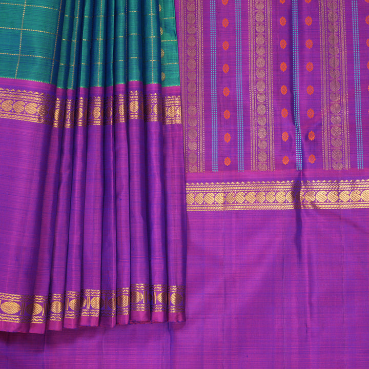 Hayagrivas Handloom Mayilkazhuthu Kanjivaram Silk Saree with Purple Border KBF497F6-1