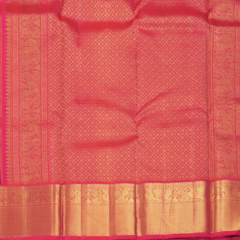 Hayagrivas Handloom Bottle Green Kanjivaram Silk Saree with Rani Pink Border KBF498F1-5