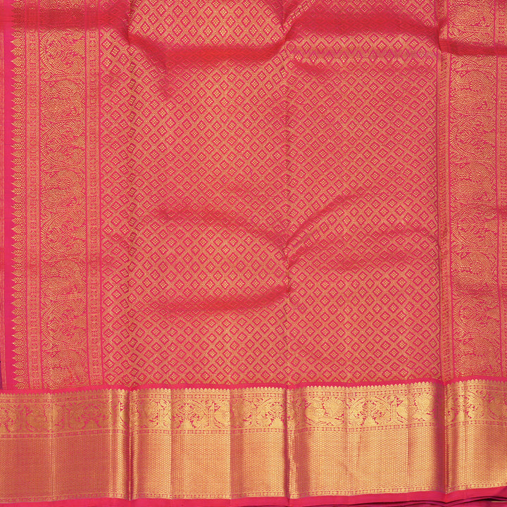 Hayagrivas Handloom Bottle Green Kanjivaram Silk Saree with Rani Pink Border KBF498F1-5
