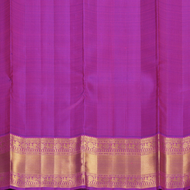 Hayagrivas Handloom Yellow Kanjivaram Silk Saree with Purple Border KBF498F1-6
