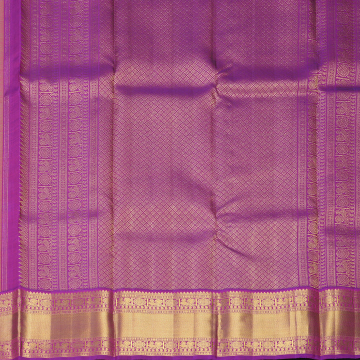Hayagrivas Handloom Yellow Kanjivaram Silk Saree with Purple Border KBF498F1-6