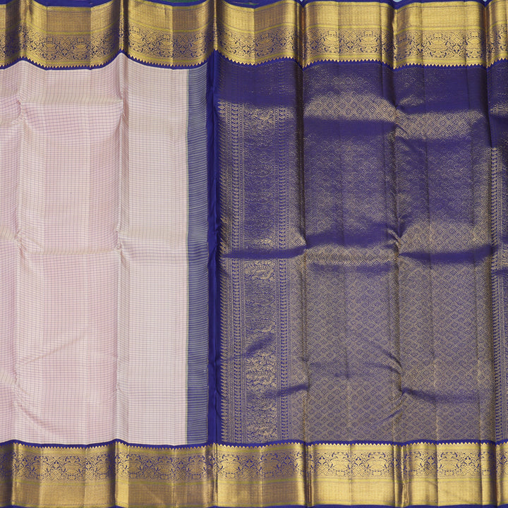Hayagrivas Handloom Baby Pink Kanjivaram Silk Saree with Dark Blue Border KBF498F1-7
