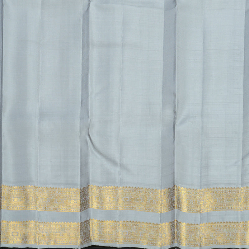 Hayagrivas Handloom Half-White Kanjivaram Silk Saree with Grey Border KBF498F2-1