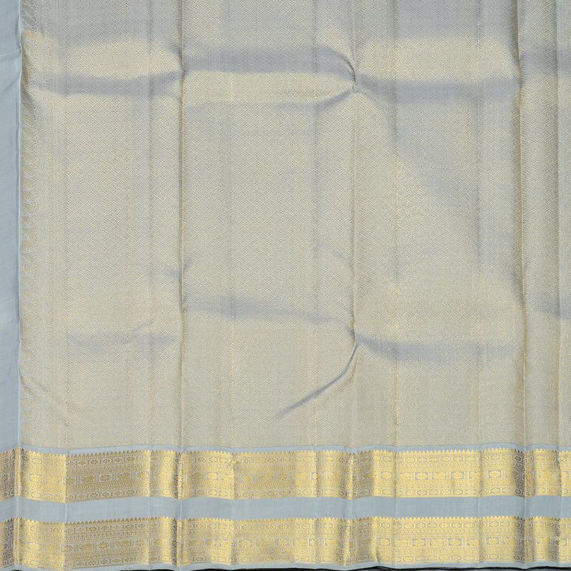 Hayagrivas Handloom Half-White Kanjivaram Silk Saree with Grey Border KBF498F2-1