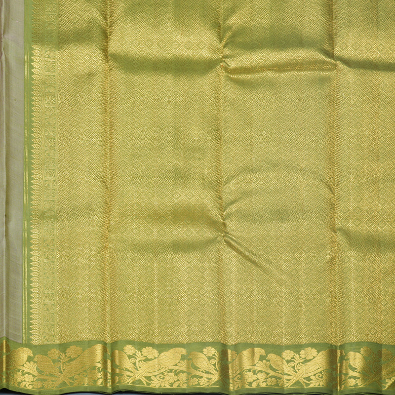 Hayagrivas Handloom Onion Pink Kanjivaram Silk Saree with Olive Green Border KBF498F3-1