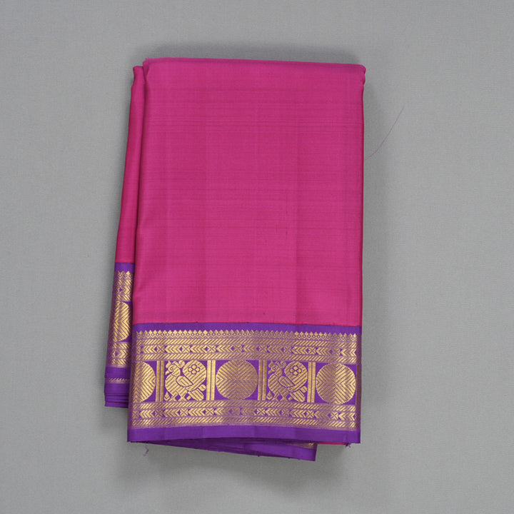 Hayagrivas Handloom Magenta-Pink Kanjivaram Silk Saree with Purple Border KBF498F4-1