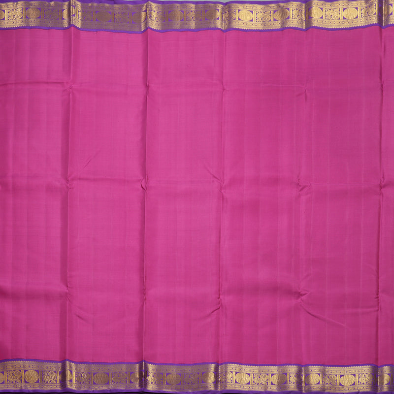 Hayagrivas Handloom Magenta-Pink Kanjivaram Silk Saree with Purple Border KBF498F4-1