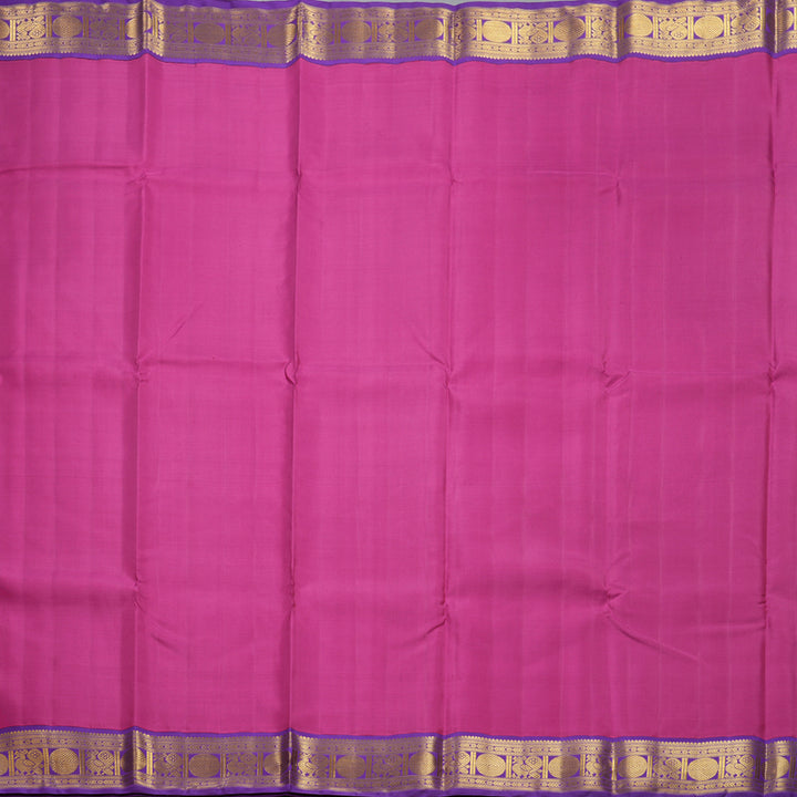 Hayagrivas Handloom Magenta-Pink Kanjivaram Silk Saree with Purple Border KBF498F4-1