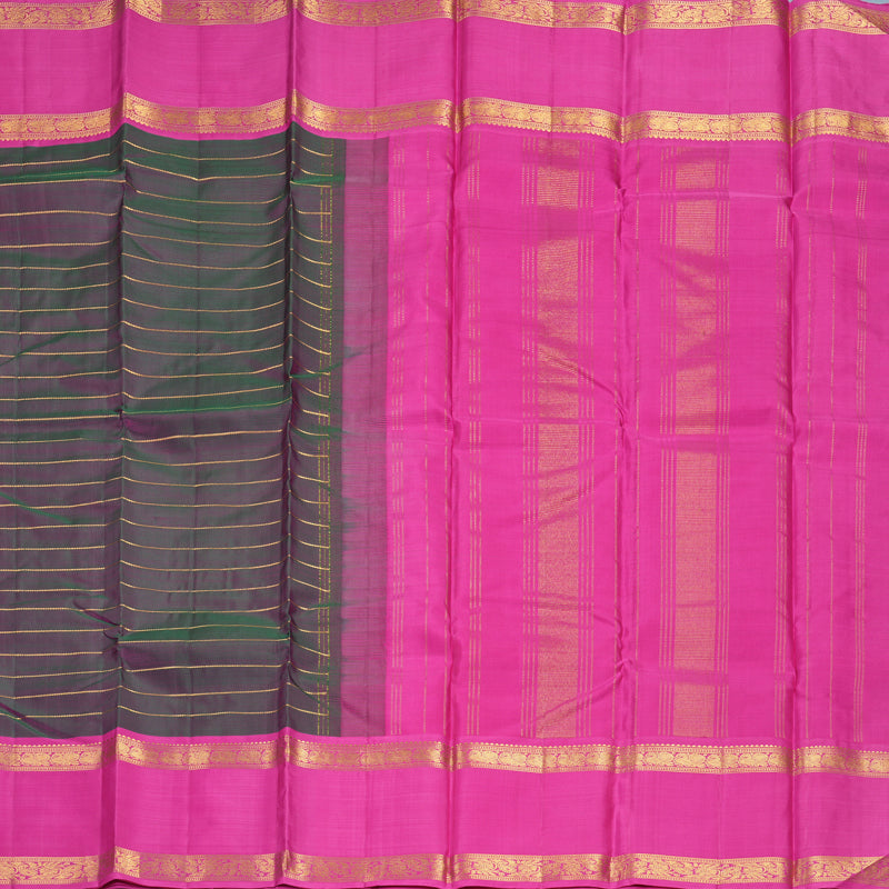 Hayagrivas Handloom Dual Tone (Mayilkazhuthu &amp; Pink) Kanjivaram Silk Saree with Rani Pink Border KBF499F5-3