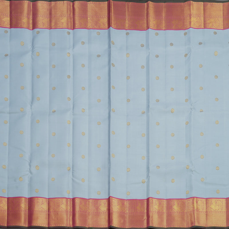 Hayagrivas Handloom Powder Blue Kanjivaram Silk Saree with Pink Border KBF499F9-1