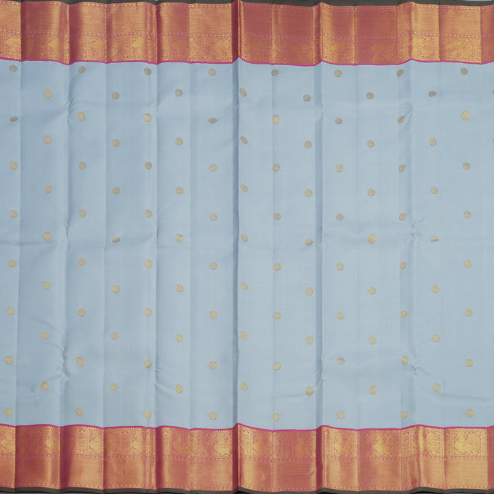 Hayagrivas Handloom Powder Blue Kanjivaram Silk Saree with Pink Border KBF499F9-1