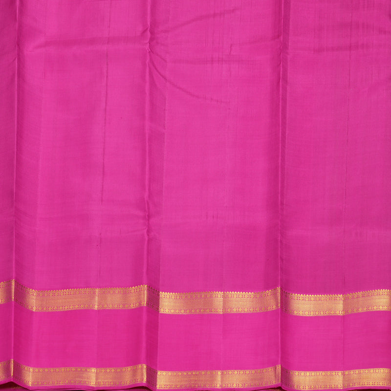 Hayagrivas Handloom Peacock Blue Kanjivaram Silk Saree with Rani Pink Border KBF499F9-2