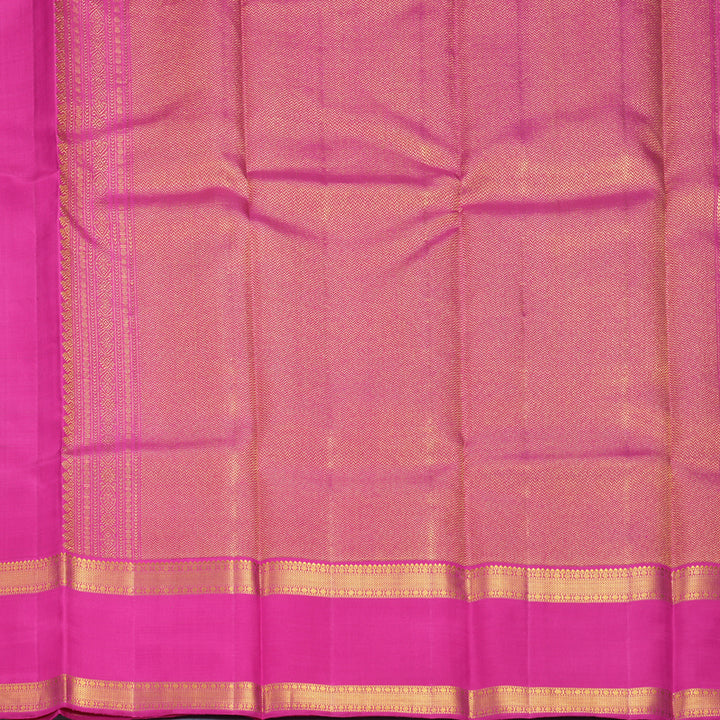 Hayagrivas Handloom Peacock Blue Kanjivaram Silk Saree with Rani Pink Border KBF499F9-2